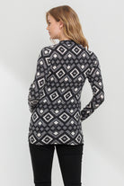 Black Mock Neck Print Long Sleeve Maternity Top