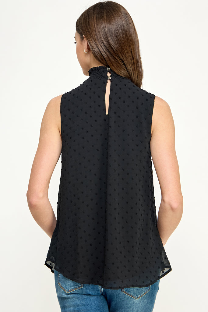 Black Double Layer Smocked Neck Textured Maternity Blouse