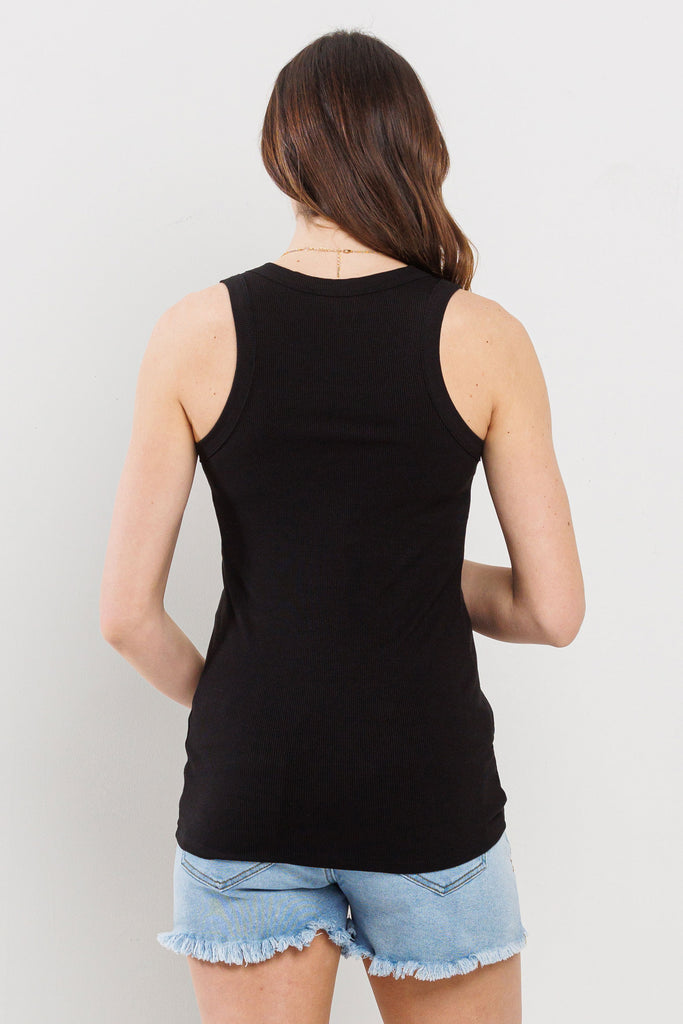 Black Scoop Neck Basic Maternity Tank Top