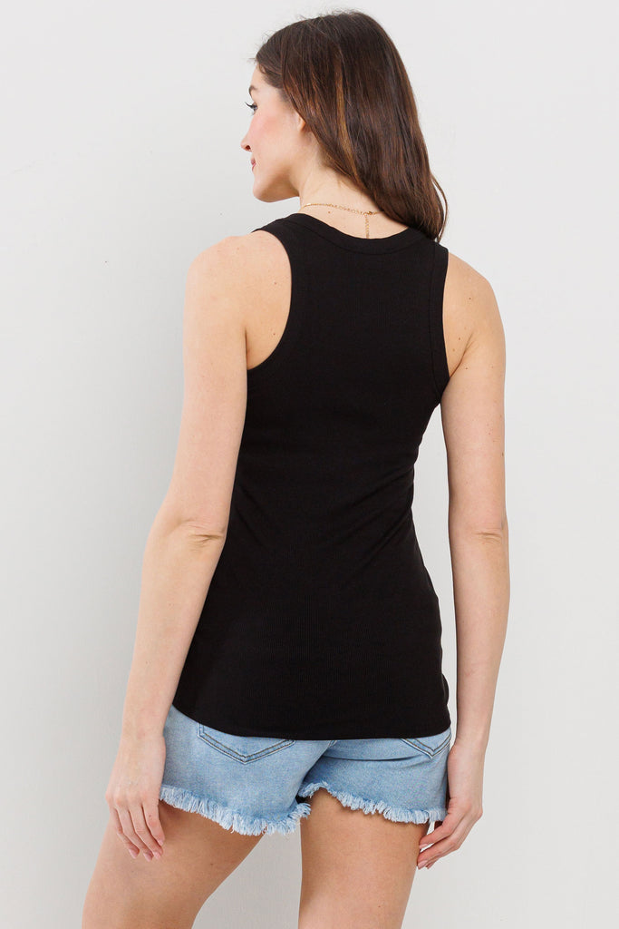 Black Scoop Neck Basic Maternity Tank Top