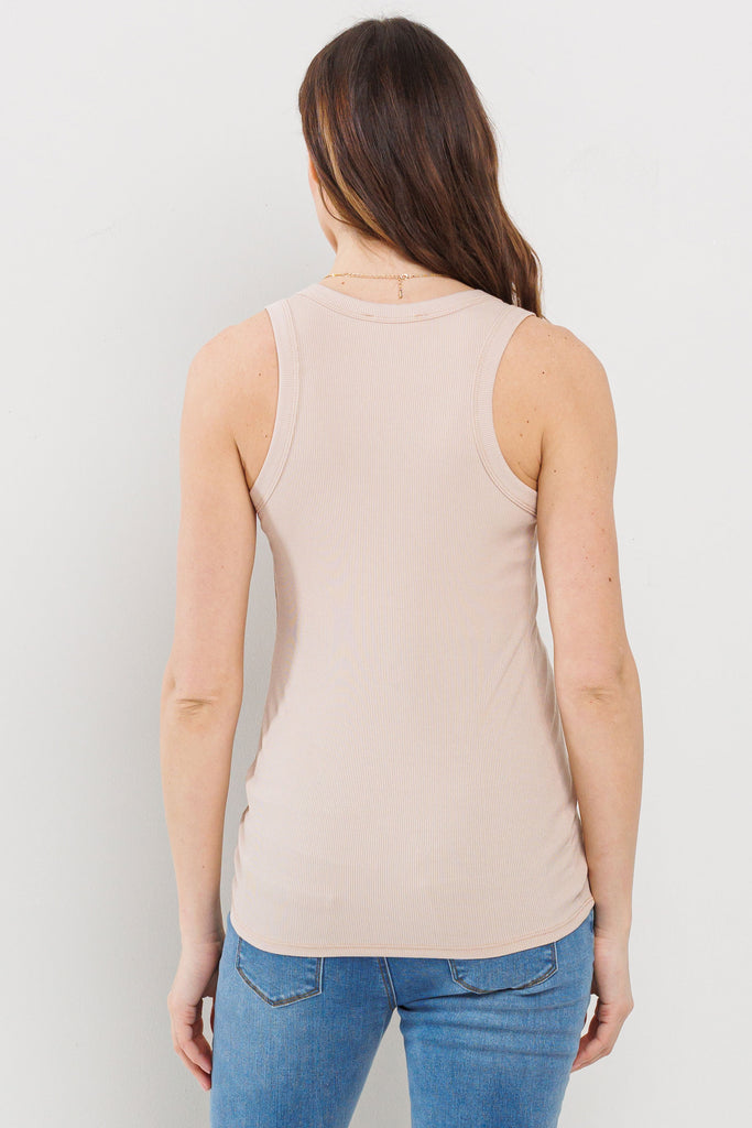 Taupe Scoop Neck Basic Maternity Tank Top