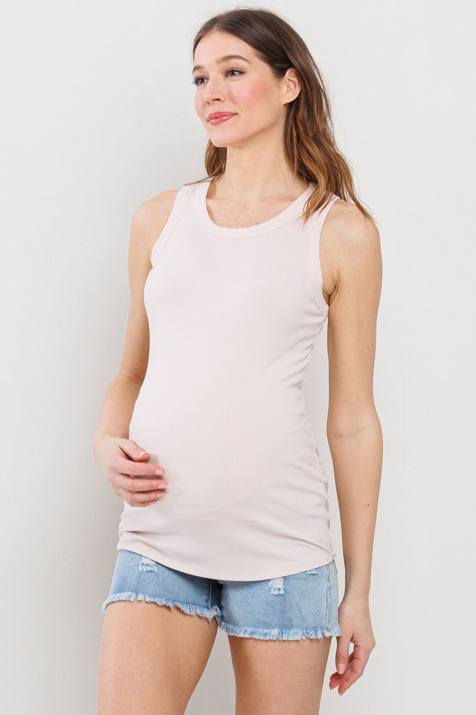 Blush Scoop Neck Basic Maternity Tank Top