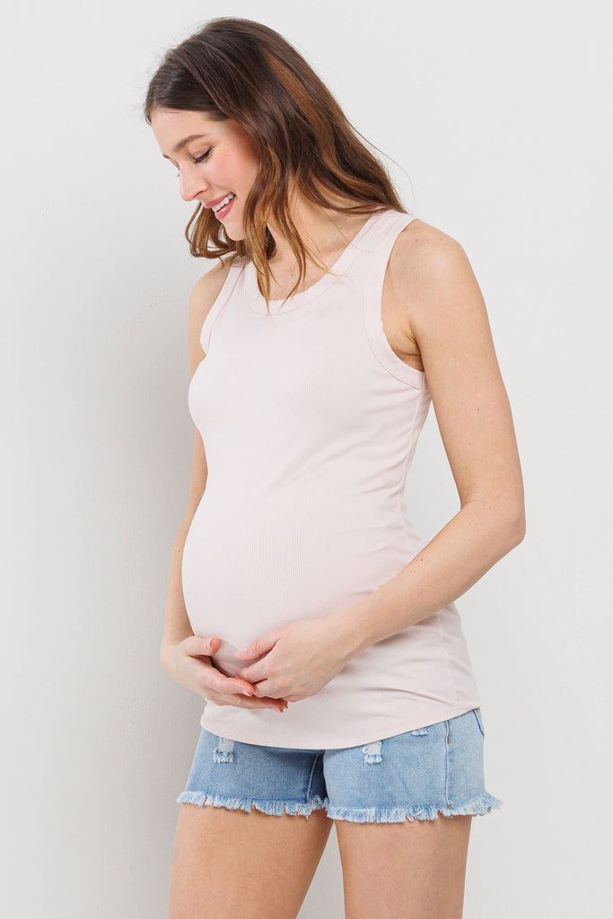 Blush Scoop Neck Basic Maternity Tank Top