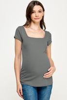 Olive Square Neck Basic Maternity Top