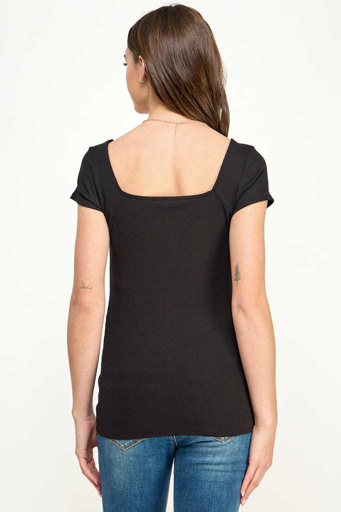 Black Square Neck Basic Maternity Top