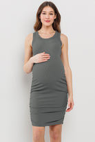 Olive Basic Tank Top Maternity Dress with Side Ruching