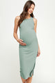 Ribbed Knit Maternity Dress with Side Ruching