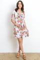 Ivory Floral Waist Tie Wrap Maternity/Nursing Dress