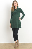 Hunter Green Solid Shawl Collared Maternity Sweater