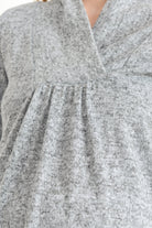 Heather Grey Solid Shawl Collared Maternity Sweater