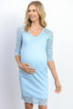 Aqua Lace V-Neck Maternity Bodycon Dress