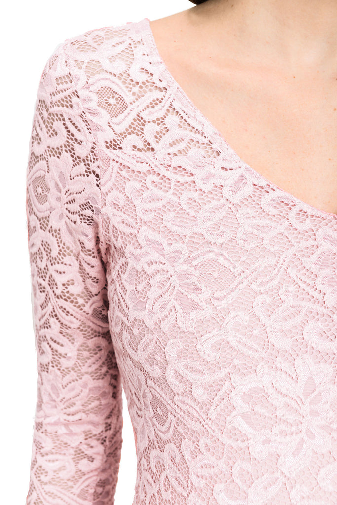 Blush Lace V-Neck Maternity Bodycon Dress