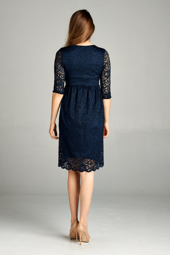 Navy Floral Maternity/Nursing Wrap-Front Dress