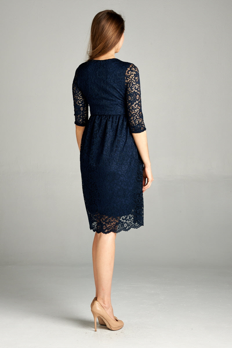 Navy Floral Maternity/Nursing Wrap-Front Dress
