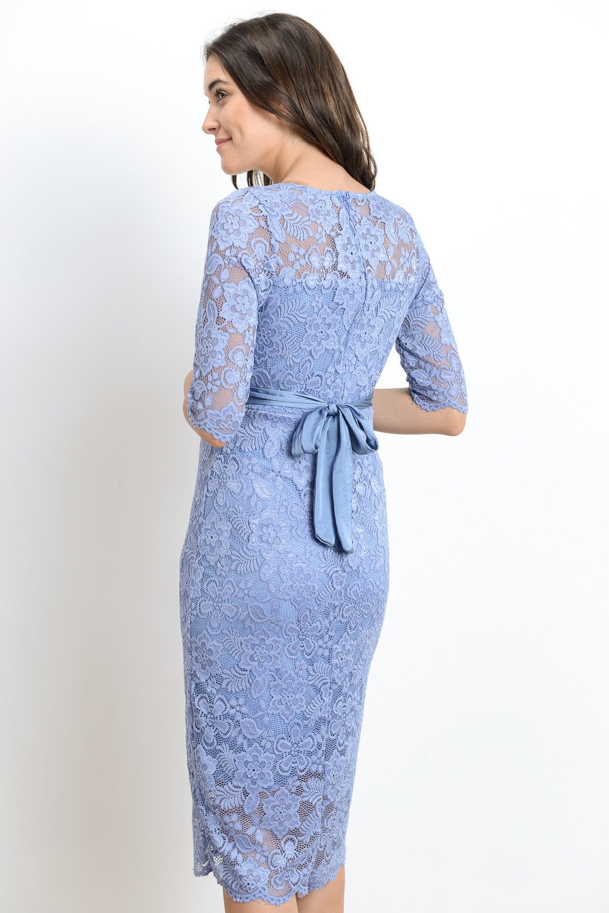 Lace with Ribbon Tie Maternity Dress