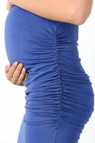 Denim Solid Cold Shoulder Bodycon Maternity Dress