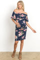 Navy Off Shoulder Ruffle Maternity Dress