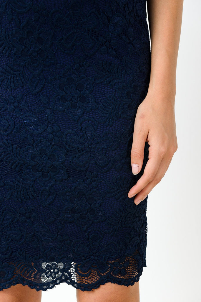 Navy Strapless Lace Maternity Dress