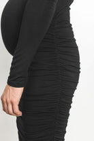 Black Solid Cold Shoulder Bodycon Maternity Dress