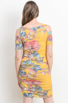Yellow Cold Shoulder Bodycon Maternity Dress