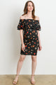 Double Ruffle Off Shoulder Maternity Dress, Stems