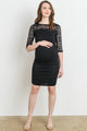 Black Lace and Draped Jersey Maternity Dress