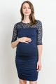 Navy Lace and Draped Jersey Maternity Dress