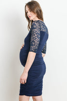 Navy Lace and Draped Jersey Maternity Dress