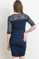 Navy Lace and Draped Jersey Maternity Dress