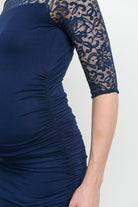 Navy Lace and Draped Jersey Maternity Dress
