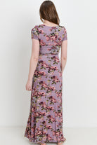 Mauve Floral Short Sleeve Maternity & Nursing Maxi Dress