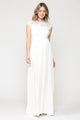 White Lace Yoke and Short Sleeve Maternity Maxi Dress