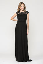 Black Lace Yoke and Short Sleeve Maternity Maxi Dress