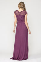 Purple Lace Yoke and Short Sleeve Maternity Maxi Dress