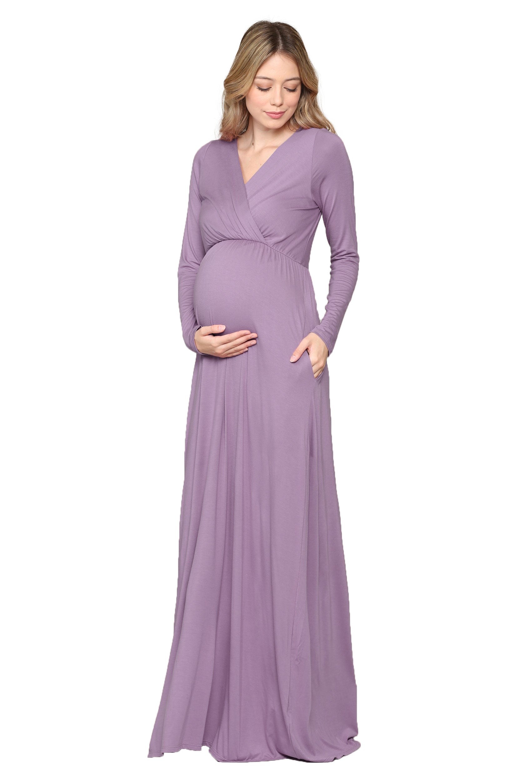 Long Sleeve Maternity/Nursing Maxi Dress LAVENDER / SMALL Long Sleeve Maternity/Nursing Maxi Dress LAVENDER / SMALL