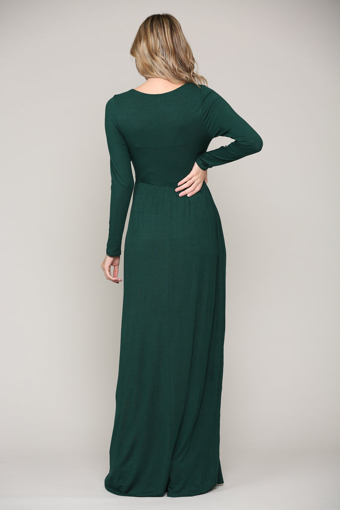 Hunter Green Long Sleeve Maternity/Nursing Maxi Dress