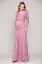 Mauve Long Sleeve Maternity/Nursing Maxi Dress
