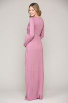 Mauve Long Sleeve Maternity/Nursing Maxi Dress