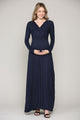 Navy Long Sleeve Maternity/Nursing Maxi Dress