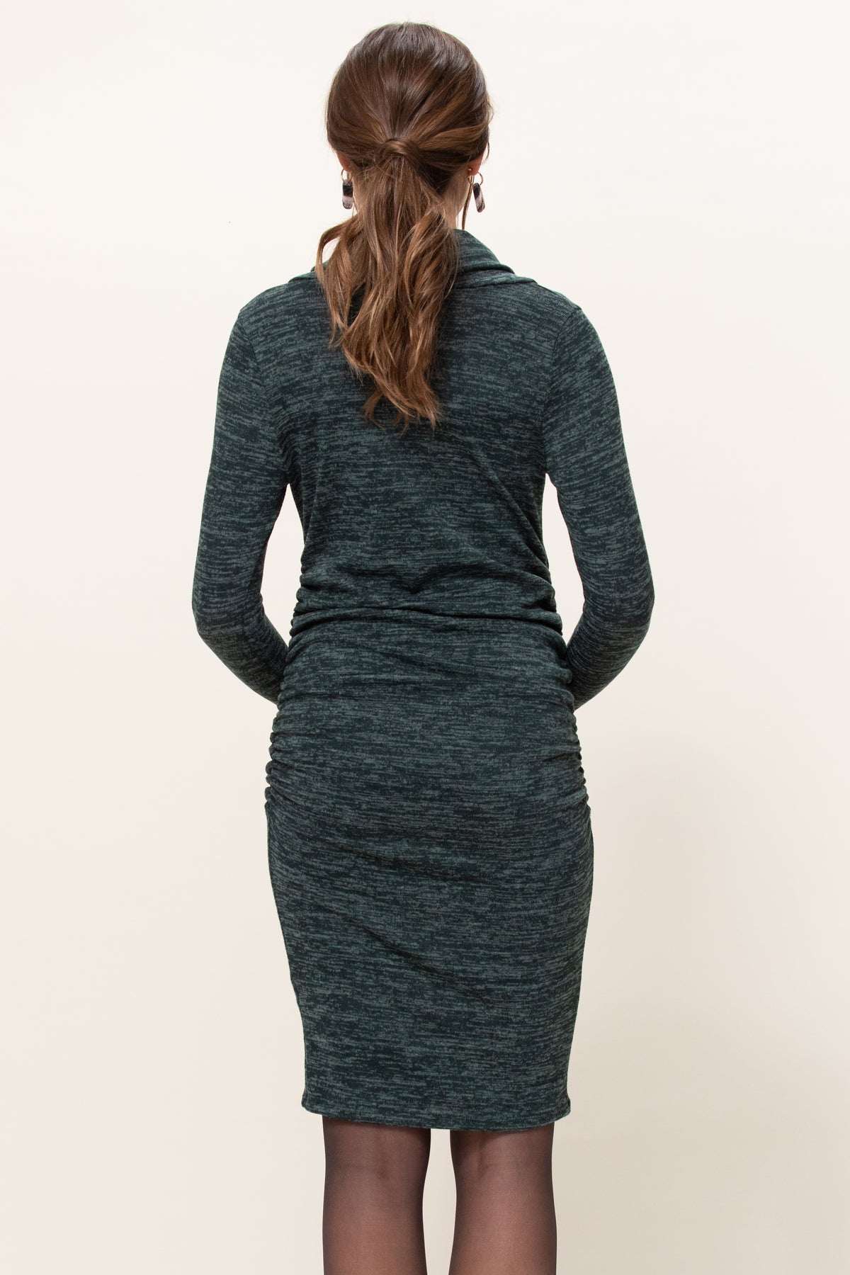 Green Cowl Neck Long Sleeve Maternity Sweater Dress