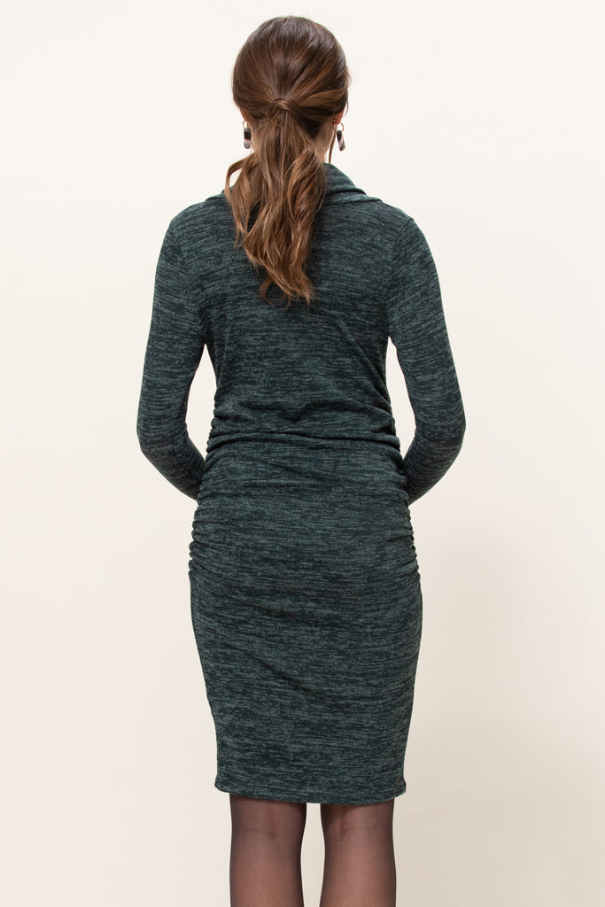 Green Cowl Neck Long Sleeve Maternity Sweater Dress