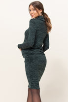 Green Cowl Neck Long Sleeve Maternity Sweater Dress