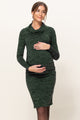 Green Cowl Neck Long Sleeve Maternity Sweater Dress