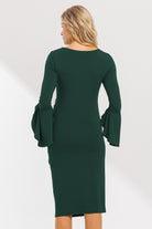 Hunter Green Boat Neck Ruched Side Detail Maternity Dress
