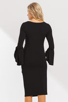 Black Boat Neck Ruched Side Detail Maternity Dress