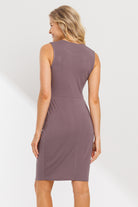 Dark Mauve Heavy Rayon Span Front Pleat Maternity Dress