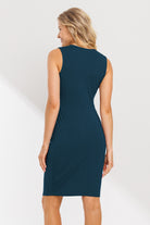 Teal Heavy Rayon Span Front Pleat Maternity Dress