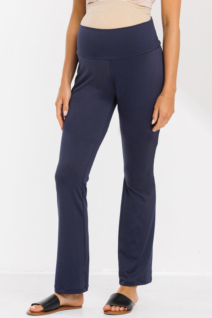 Navy High Waisted Straight Leg Yoga Maternity Leggings