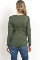 Ruched Long Sleeve Maternity & Nursing Top in Olive