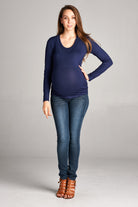 Ruched Long Sleeve Maternity & Nursing Top in Navy